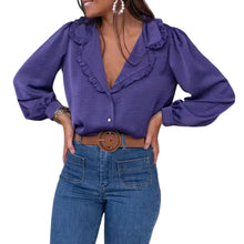 Laden Sie das Bild in den Galerie-Viewer, Gekräuselte Revers-Bluse