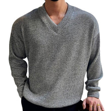 Laden Sie das Bild in den Galerie-Viewer, V-Ausschnitt Grubenstreifen Stricktshirt