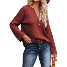 Laden Sie das Bild in den Galerie-Viewer, Einfarbiger V-Ausschnitt-Strick