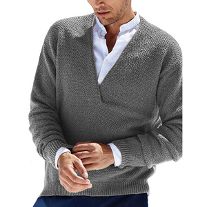 Herren einfarbiger Pullover mit V-Ausschnitt