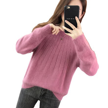 Laden Sie das Bild in den Galerie-Viewer, Einfarbiger Weicher Pullover mit Rundhalsausschnitt
