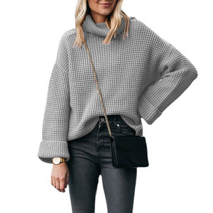 Lockerer Strickpullover mit Stehkragen für Damen