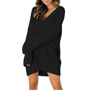 Lockere Mittellange Strickkleider mit V-Ausschnitt für Damen