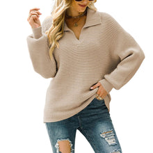 Laden Sie das Bild in den Galerie-Viewer, Einfarbiger Pullover Mit Revers