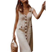 Laden Sie das Bild in den Galerie-Viewer, Lässiges ärmelloses Kleid mit V-Ausschnitt