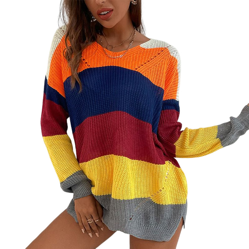 Kontrastgestreifter Pullover