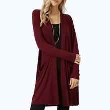 Laden Sie das Bild in den Galerie-Viewer, Einfache Einfarbige Lange Strickjacke