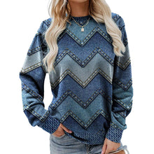 Laden Sie das Bild in den Galerie-Viewer, Damen Pullover mit langen Ärmeln mit Printmuster