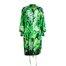 Laden Sie das Bild in den Galerie-Viewer, Modisches Hemdkleid mit Revers und Kordelzug