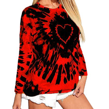 Laden Sie das Bild in den Galerie-Viewer, Lockeres Langarm-T-Shirt mit Rundhalsausschnitt und Herzdruck