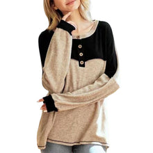 Laden Sie das Bild in den Galerie-Viewer, Langarm-Shirt mit Rundhalsausschnitt und Knöpfen