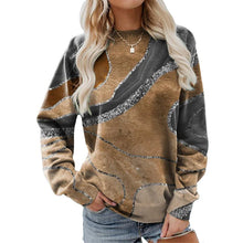 Laden Sie das Bild in den Galerie-Viewer, Lockeres langarm-Sweatshirt mit Rundhalsausschnitt und geometrischem Aufdruck