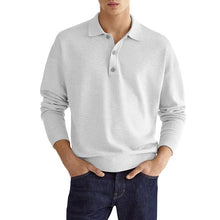 Laden Sie das Bild in den Galerie-Viewer, Lässiges Herren-Poloshirt mit V-Ausschnitt und langen Ärmeln