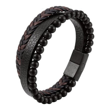 Laden Sie das Bild in den Galerie-Viewer, Naturstein Leder Geflochtenes Armband