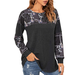 Bedrucktes Langarm-T-Shirt für Damen