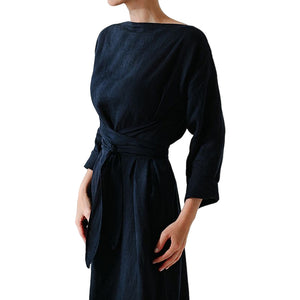 Lockeres Schnürkleid aus Baumwolle und Leinen