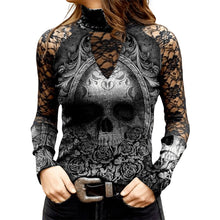 Laden Sie das Bild in den Galerie-Viewer, Bedrucktes T-Shirt mit Totenkopfmuster