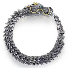 Laden Sie das Bild in den Galerie-Viewer, Silbernes handgefertigtes Drachenkettenarmband