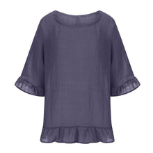 Laden Sie das Bild in den Galerie-Viewer, Leinenkleid mit Rüschenärmeln