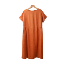 Laden Sie das Bild in den Galerie-Viewer, Einfaches Einfarbiges Kurzarmkleid