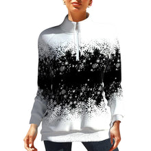 Laden Sie das Bild in den Galerie-Viewer, Hoodie mit Schneeflockenprint und Reißverschluss
