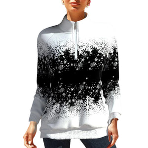Hoodie mit Schneeflockenprint und Reißverschluss