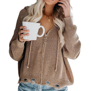 Damen-Strickjacke mit Kapuze