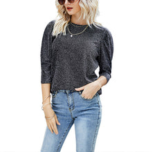 Laden Sie das Bild in den Galerie-Viewer, Rundhals-Bluse mit mittellangen Ärmeln