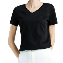 Laden Sie das Bild in den Galerie-Viewer, Einfarbiges Einfaches T-Shirt Mit V-Ausschnitt