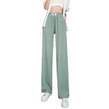 Laden Sie das Bild in den Galerie-Viewer, Damen-Sommerhose mit hoher Taille, drapierter Eisseide und weitem Bein