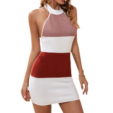Laden Sie das Bild in den Galerie-Viewer, Ärmelloses Strickpulloverkleid mit Neckholder für Damen