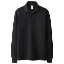 Laden Sie das Bild in den Galerie-Viewer, Einfarbiges langärmliges Poloshirt mit Revers für Herren