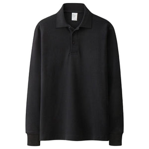 Einfarbiges langärmliges Poloshirt mit Revers für Herren