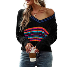 Laden Sie das Bild in den Galerie-Viewer, Täfelter Pullover mit V-Ausschnitt