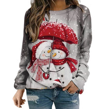 Laden Sie das Bild in den Galerie-Viewer, Loses Sweatshirt mit Weihnachtsdruck für Damen