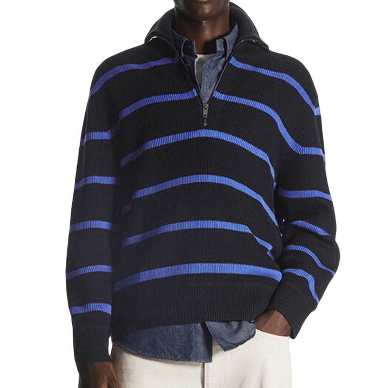 Gestreifter Strickpullover mit Revers