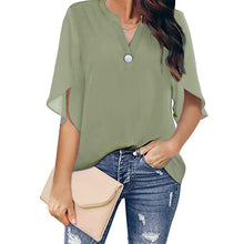 Laden Sie das Bild in den Galerie-Viewer, Einfarbige Elegante Sommerbluse Aus Chiffon