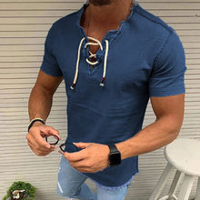 Laden Sie das Bild in den Galerie-Viewer, Stretch-Jeanshemd mit Schnürung für Herren