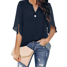 Laden Sie das Bild in den Galerie-Viewer, Einfarbige Elegante Sommerbluse Aus Chiffon