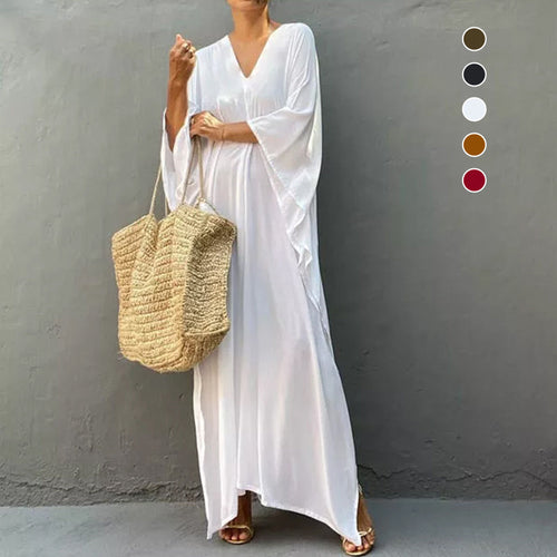 Einfarbiges Lockeres Urlaubskleid