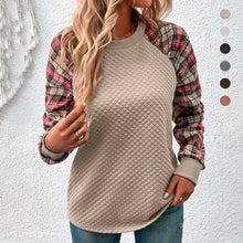 Laden Sie das Bild in den Galerie-Viewer, Karierte Patchwork-Sweatshirts für Damen