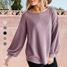 Laden Sie das Bild in den Galerie-Viewer, Damenhemd mit Ballonärmeln und Rundhalsausschnitt