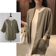 Laden Sie das Bild in den Galerie-Viewer, Lockere Vintage-Herbstjacke aus Baumwolle und Leinen