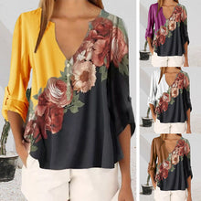 Laden Sie das Bild in den Galerie-Viewer, Bedrucktes Chiffonhemd mit V-Ausschnitt