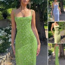 Laden Sie das Bild in den Galerie-Viewer, Sexy rückenfreies langes Kleid mit Blumenmuster für Damen