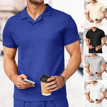 Laden Sie das Bild in den Galerie-Viewer, 2023 Neues Sommer-Poloshirt mit Waffelmuster und V-Ausschnitt