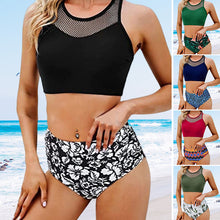 Laden Sie das Bild in den Galerie-Viewer, Bedruckter zweiteiliger Badeanzug mit hoher Taille