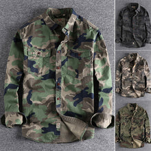 Laden Sie das Bild in den Galerie-Viewer, Langärmliges Arbeitshemd mit Tarnmuster für Herren