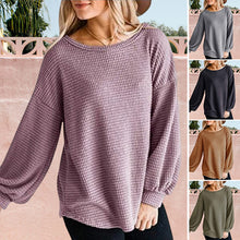 Laden Sie das Bild in den Galerie-Viewer, Damenhemd mit Ballonärmeln und Rundhalsausschnitt