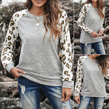 Laden Sie das Bild in den Galerie-Viewer, Langarm-T-Shirt mit Leopardenmuster für Damen